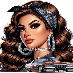 Lowrider Girl / Chicana / Chola / Chicano Art / PNG / Digital Art / Sublimation