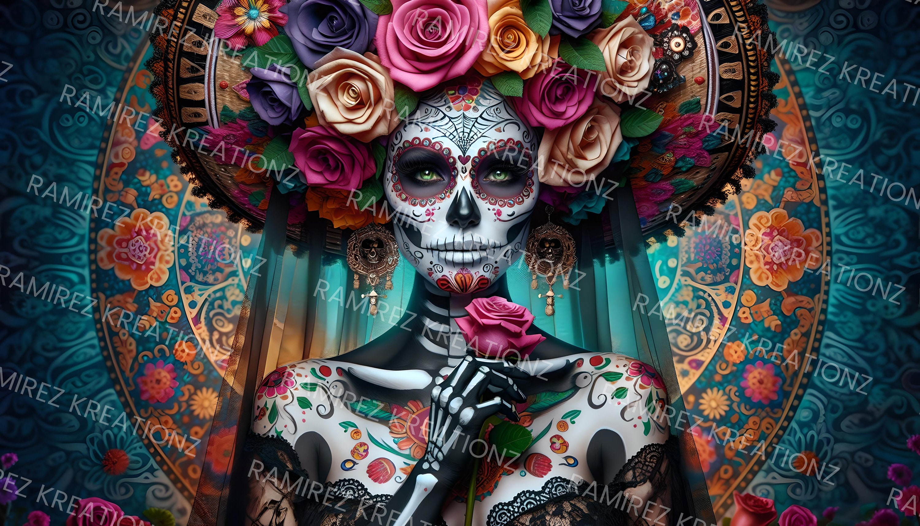 Catrina / Dia De Los Muertos / Sublimatie / Digitale kunst / PNG / Digitale kunst