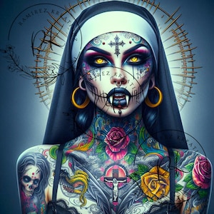 Demonic Nun / Dark Image / Demon / Nun / Digital Art / PNG /Sublimation / DTF Print