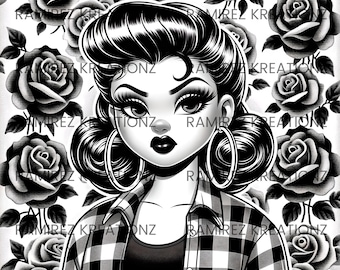 Vintage Latina / Chola / Digital Art / PNG
