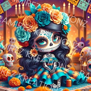 Catrina / Dia De Los Muertos / PNG / Art numérique / Sublimation / Emballage pour verre