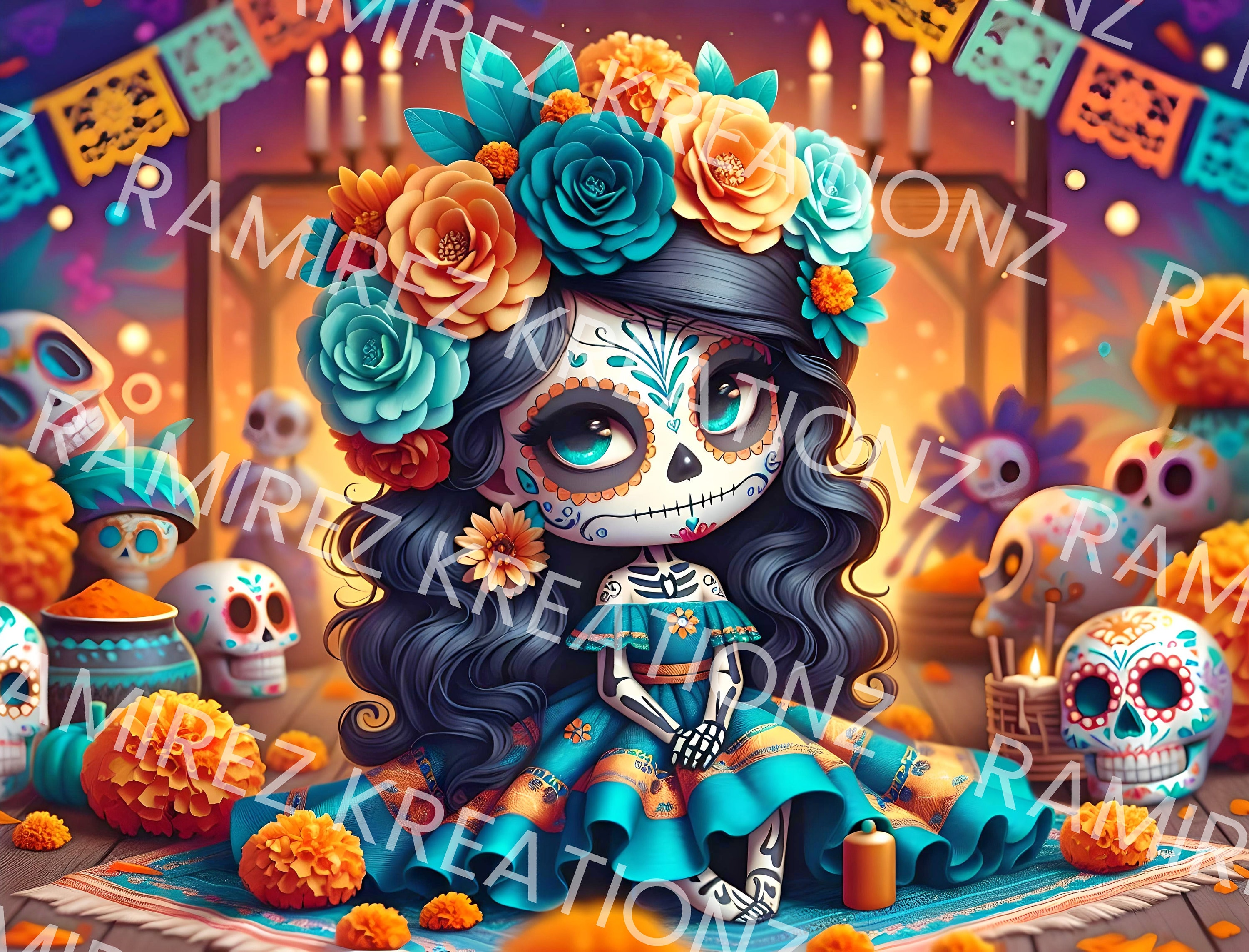 Catrina / Dia De Los Muertos / PNG / Digital Art / Sublimation / Tumbler Wrap