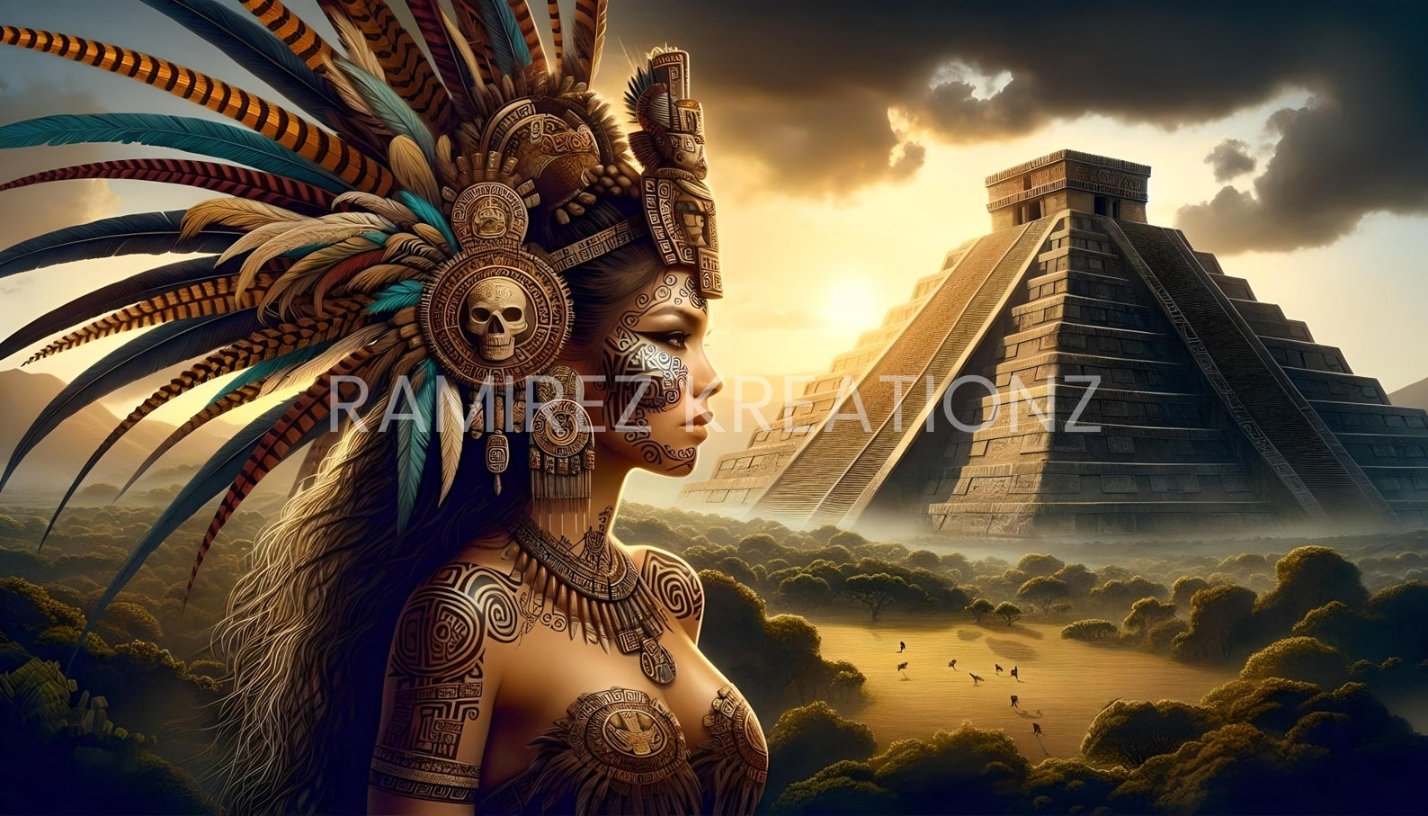 Aztec Queen / Aztec Pyramid / Digital Art / Png / Sublimation - Etsy