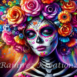 Colorful Catrina / Dia De Los Muertos / PNG / Digital Art / Sublimation