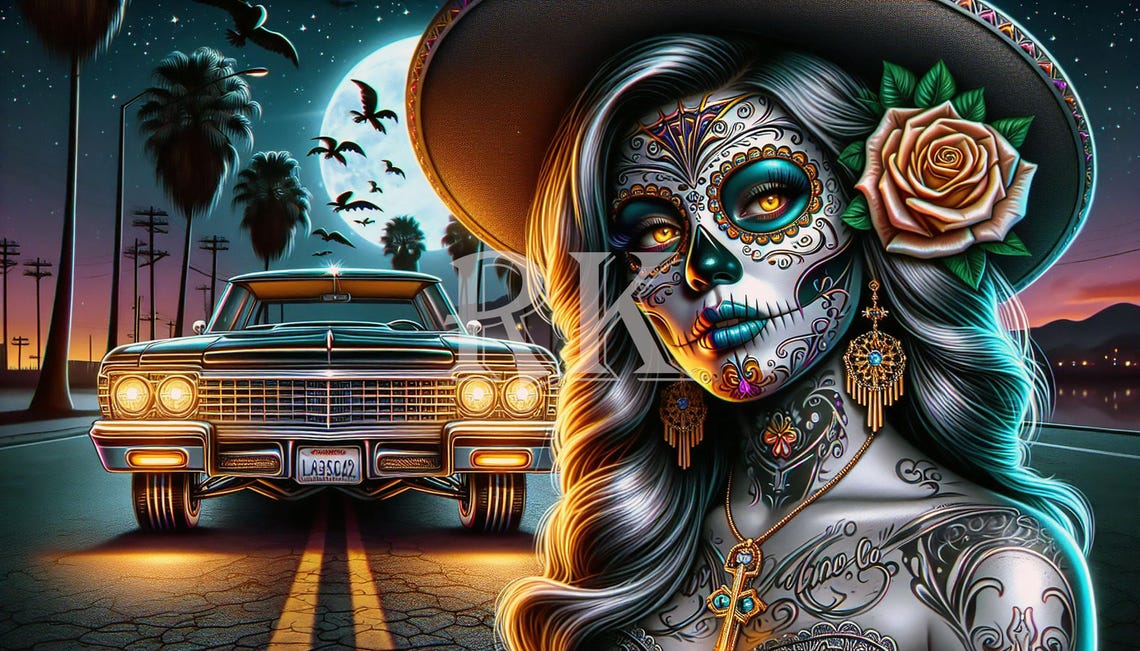 Lowrider Catrina / Sugar Skull / Lowrider Arte / Digital Art ...