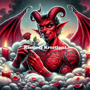 Satan Taking a Bath / Devil / Lucifer / Diablo / Digital Art / PNG / Sublimation