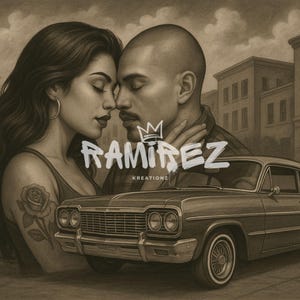 Lowrider Couple / Chola / Cholo / Cholos / Digital Art / PNG / Sublimation / Shirt Design / Lowrider Art