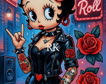 Rock N Roll Betty / Rocker Girl / Digital File / PNG - Etsy