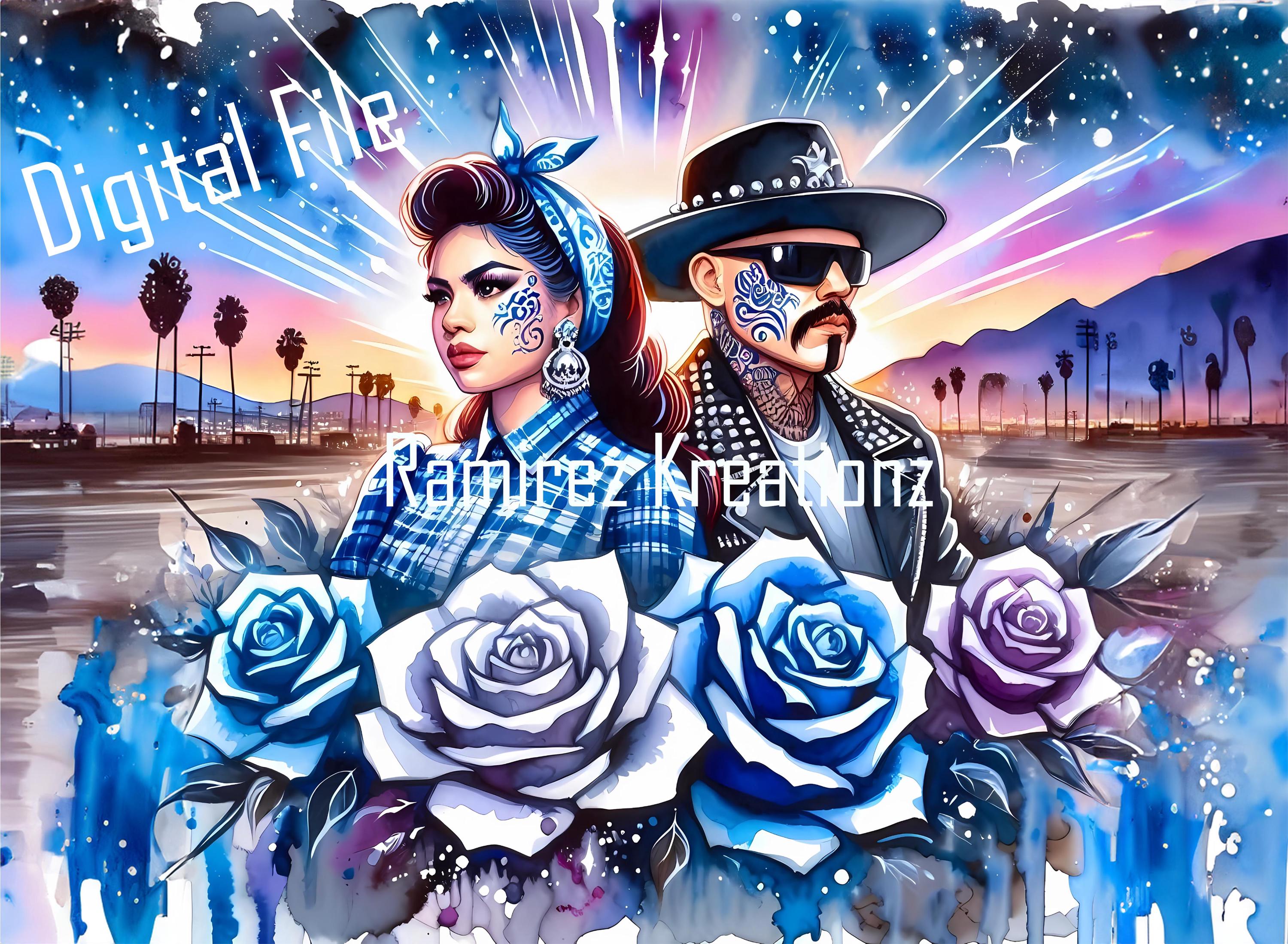 Chicano Couple / Lowrider Art / Chicano Art / Cholo / Chola