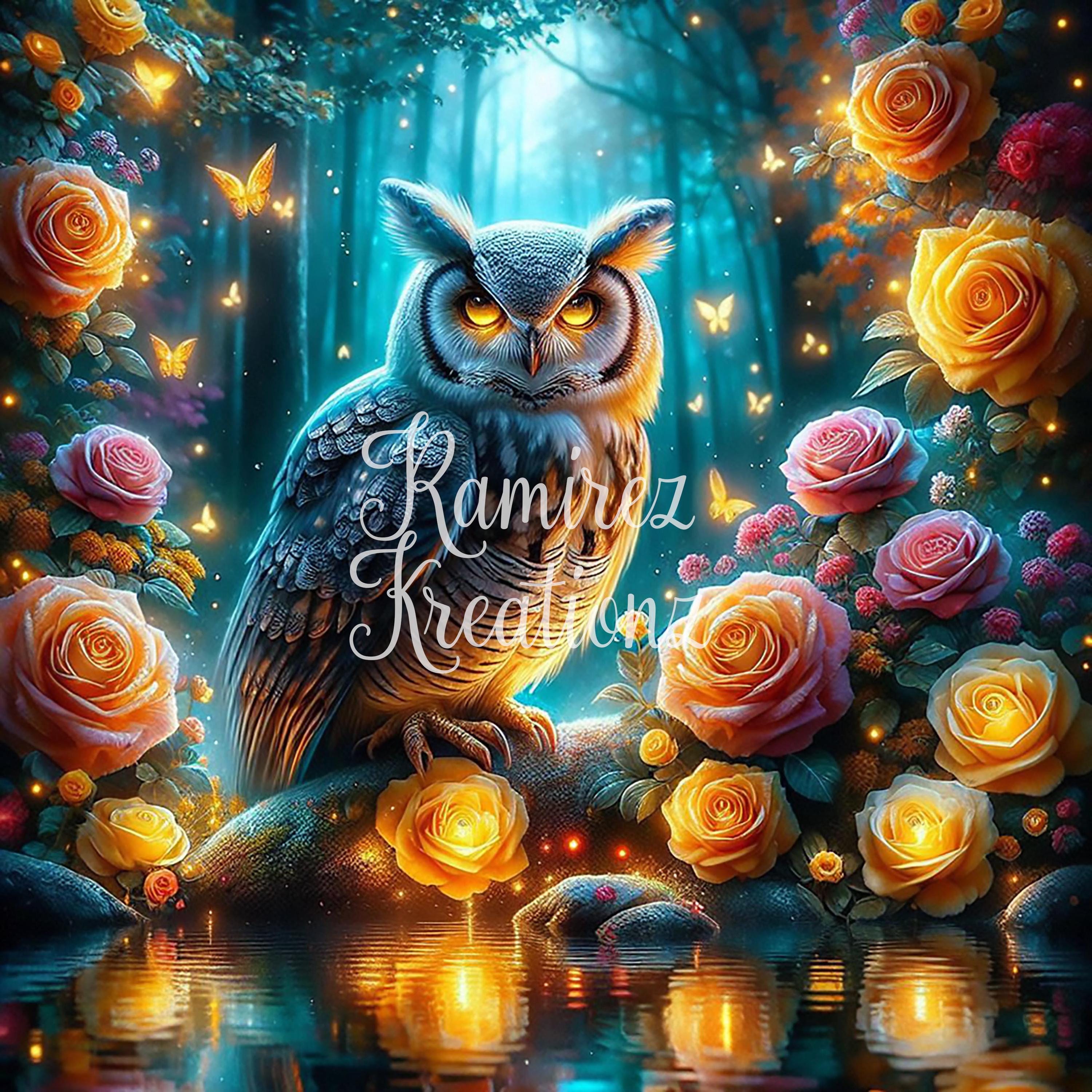 Owl & Roses / Foral / Woods / Digital File / PNG / Shirt Design
