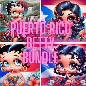 Paquete de Betty puertorriqueña / Envoltorio para vaso / PNG / Arte digital