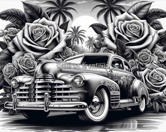 1964 Ford Galaxie Lowrider / Lowrider Art / Chicano Art / Digital