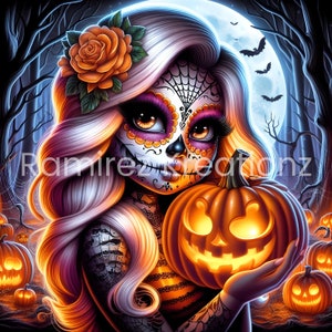 Calavera de azúcar Mujer / Envoltura de vaso / Calavera de azúcar / Día de los Muertos / PNG / sublimación