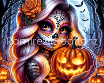 Sugar skull Woman / Tumbler wrap / Sugar skull / Dia de los Muertos / PNG / sublimation
