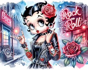 Rock N Roll Betty / Rocker Girl / Digital File / PNG - Etsy