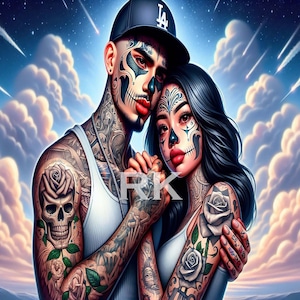 Chicano Couple / Chicano Love / Digital Art / PNG / Sublimation
