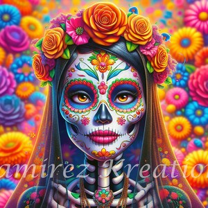 Colorful Catrina / Dia De Los Muertos / Mexico / Digital Art / PNG / Sublimation