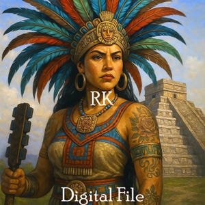 Vrouwelijke Azteekse krijger / Azteekse / krijger / digitaal bestand / png