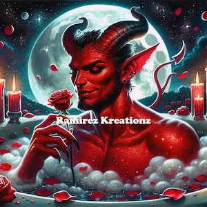 Satan Taking A Bath / Lucifer / El Diablo / Devil / Digital Art / PNG / Sublimation