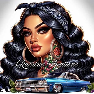 Lowrider Girl / Chola / Chicana / Digital Art / PNG / Sublimation