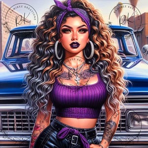 Chola / Digital Art / PNG / Sublimation / Lowrider Art / Chicano Art / DTF Print