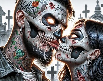 Zombie Couple / Halloween / Digital File