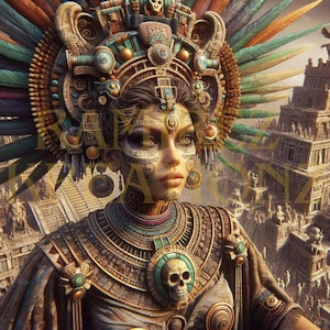 Azteekse koningin / Digitale kunst / PNG / Sublimatie / DTF