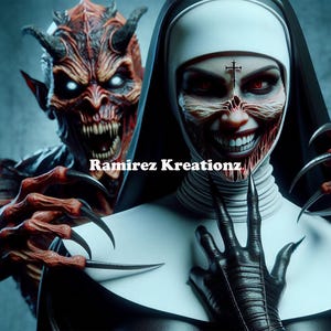 Evil Nun / Digital Art / PNG / Sublimation / Demon