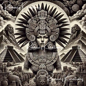 Azteekse koningin / Azteken / Digitale kunst / PNG / Sublimatie / Shirtontwerp