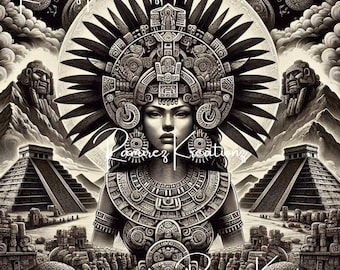 Aztec Queen / Aztec / Digital Art / PNG / Sublimation / Shirt Design