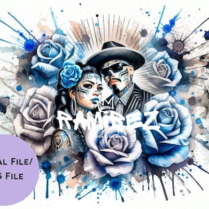 Chicano Couple / Digital Art / PNG / Sublimation / DTF Print Design