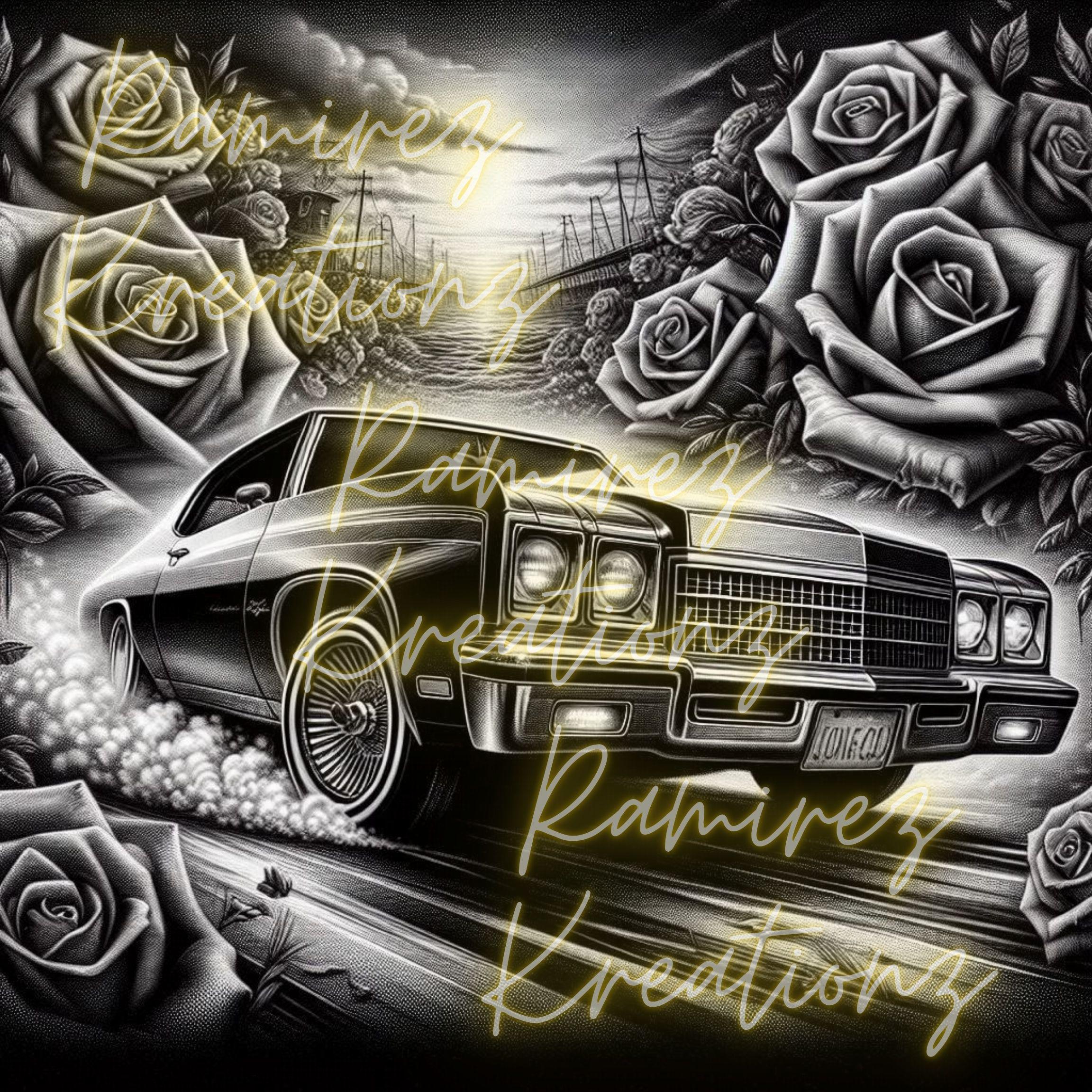 Chevrolet Monte Carlo 1972 Lowrider Art, Chicano Style (digital