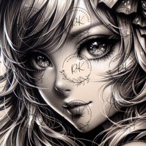 Anime Girl Sketch / Anime Girl / Anime Woman / Digital Art / PNG / Sublimation / DTF Print / Anime