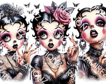 Gothic Betty / Tumbler Wrap / Sublimation / Digital Art / PNG