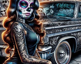 Art numérique Chola Catrina - Le Jour des Morts PNG (Sublimation / Impression DTF)