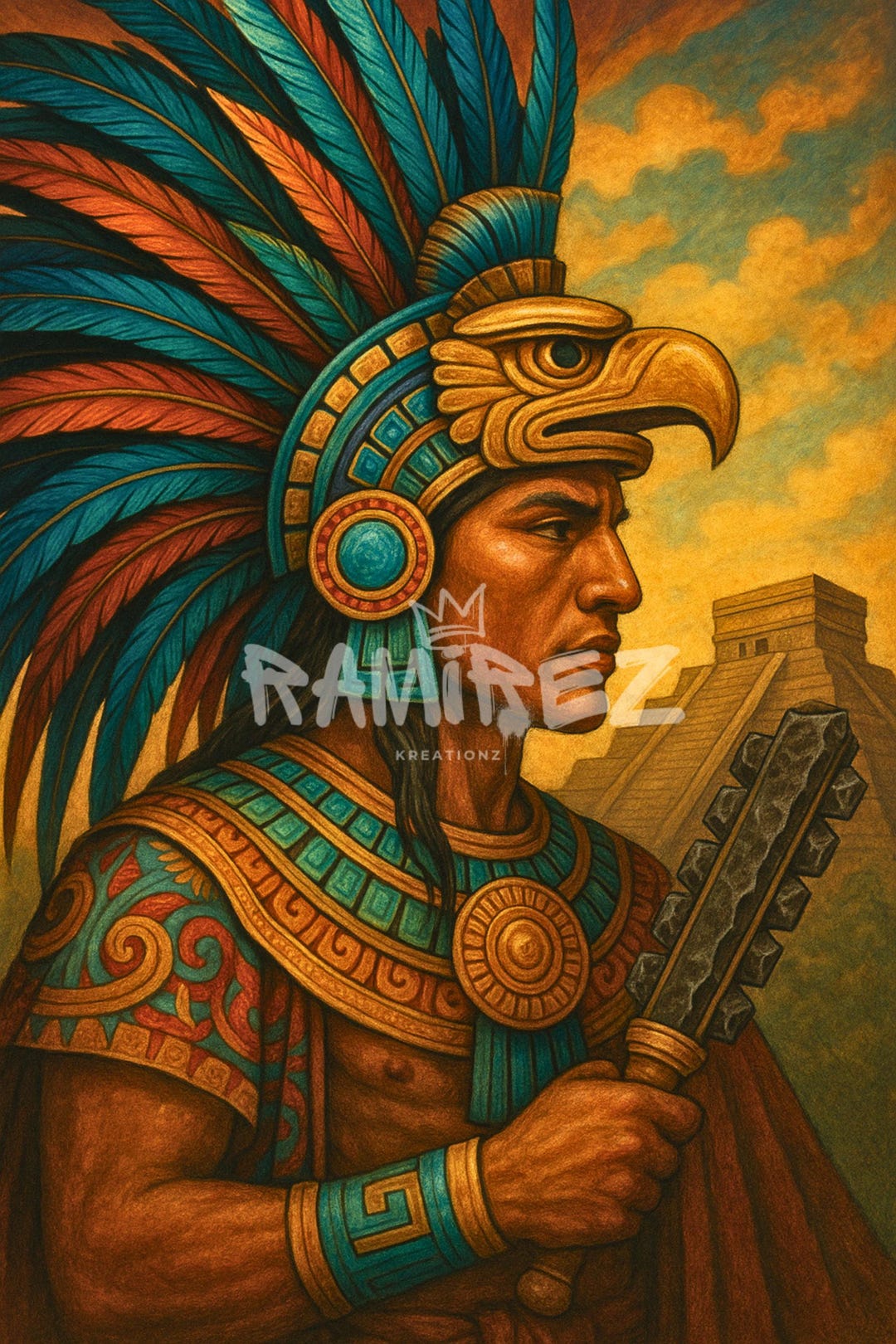 Aztec Warrior / Aztec / Digital Art / PNG / Sublimation / DTF Print - Etsy