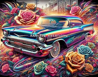 Lowrider Classic Car / Lowrider / Digital Art / PNG / Sublimation / DTF Print