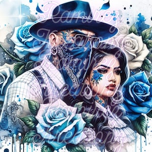 Chicano Love / Cholo couple / Gangster Love / Digital Art / PNG / Tumbler / Sublimation