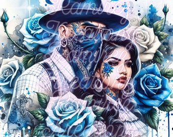 Chicano Love / Cholo couple / Gangster Love / Digital Art / PNG / Tumbler / Sublimation
