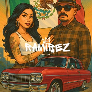 Chicano Couple / Cholo & Chola / Lowrider Arte / Digital Art / PNG / Sublimation / Shirt Design