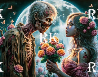 Zombie Couple / Zombie / Digital Art / PNG / Sublimation / Halloween