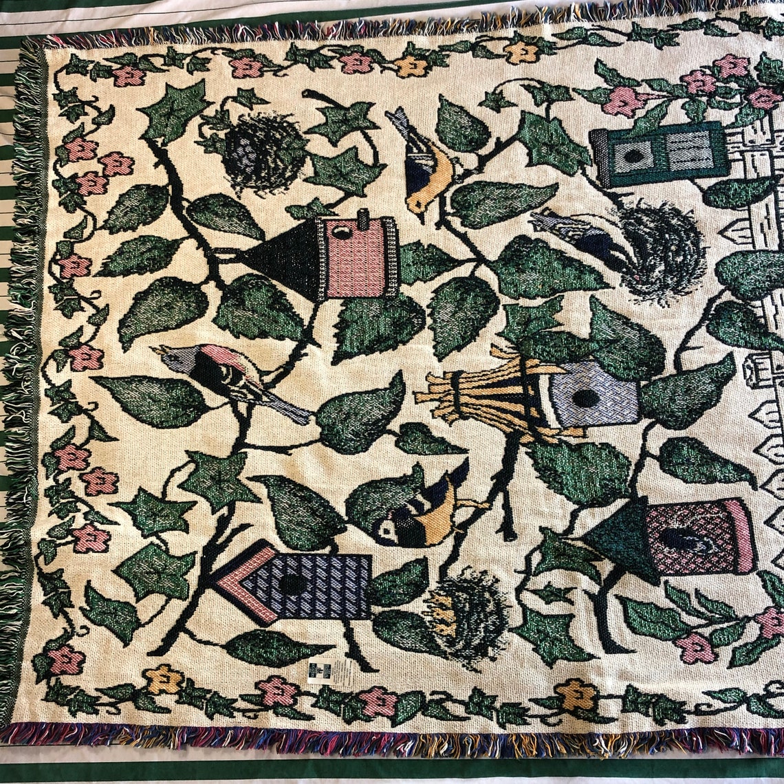 Manual Woodworkers and Weavers Tapestry Blanket Throw Bird Etsy