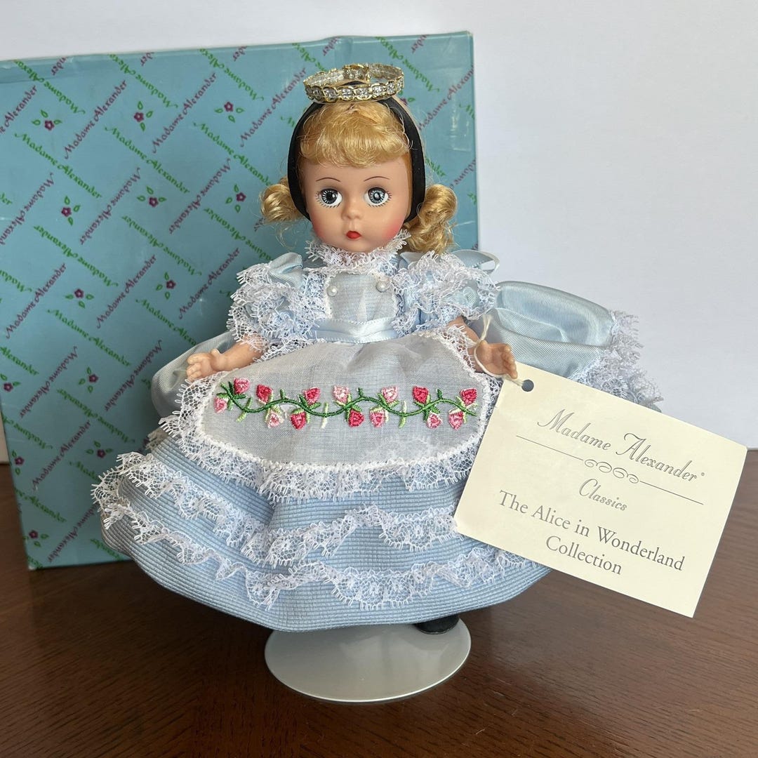 Madame Alexander Alice in Wonderland Calender 8in Doll Box Tag Stand ...