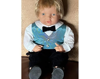 Poupée garçon Jesmar Spain 25 pouces 1993, blonde endormie yeux bleus HTG