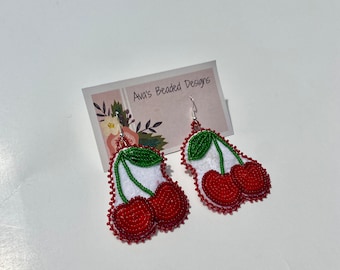 Beaded cherry earrings