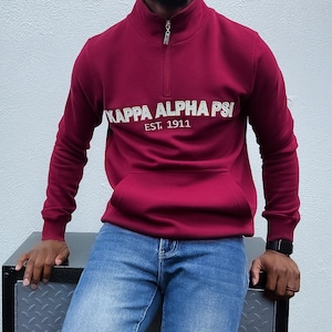 Kappa Alpha Psi Dark Half Zipper Crimson Sweatshirt