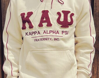 Nupe Kave Exklusive Kappa Alpha Psi Chenille Embroidery Hoodie - Cream / Crimson