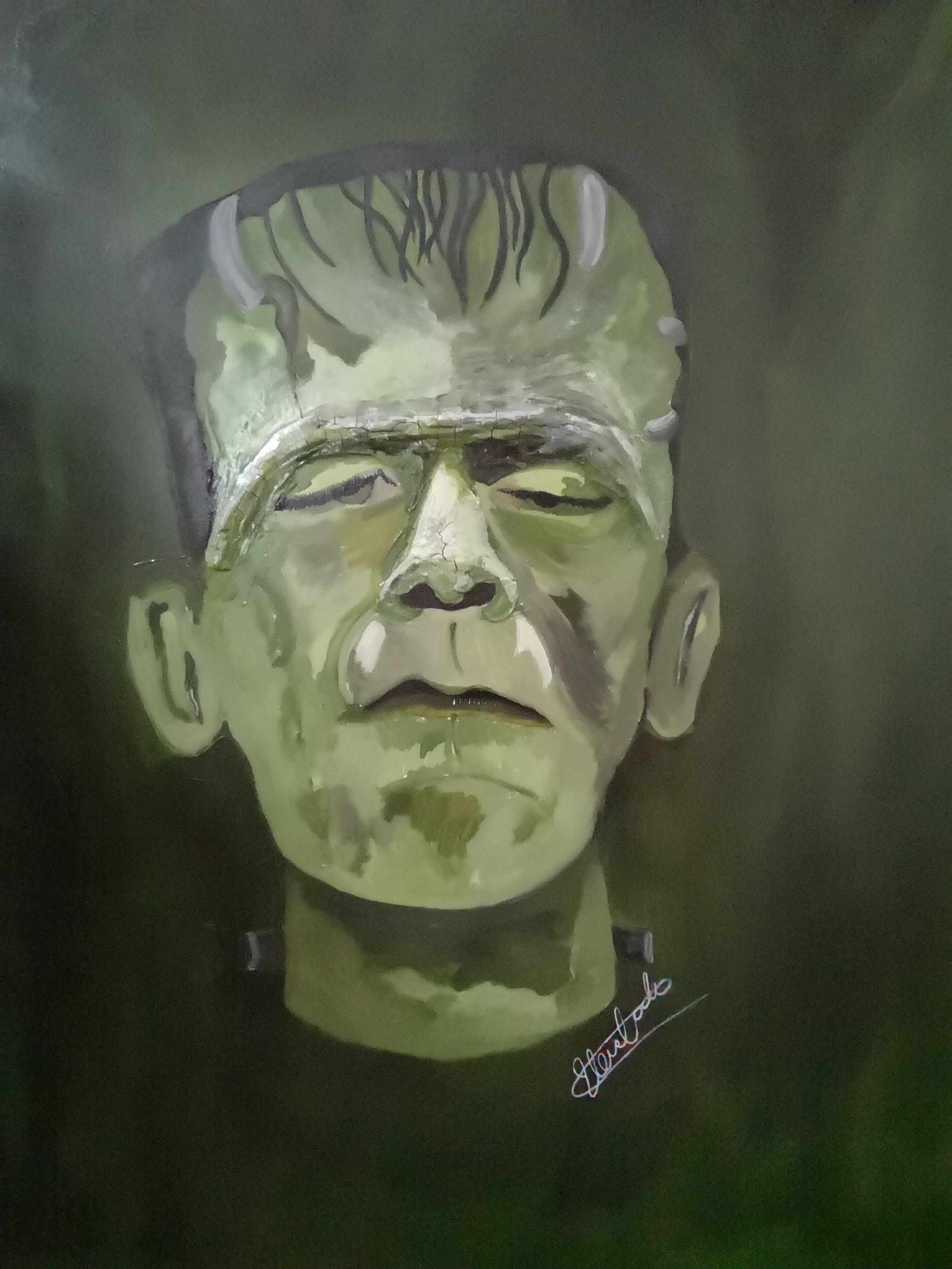 Original Frankenstein acrylic painting on canvas by Steve Cook Etsy