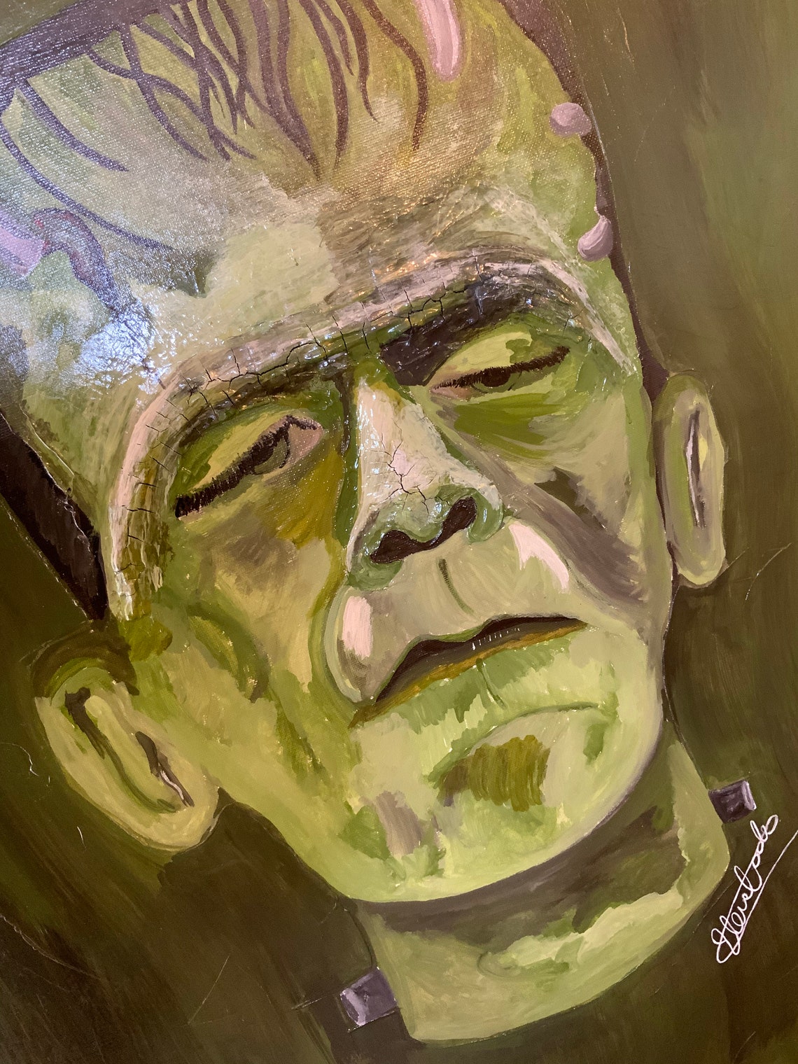 Original Frankenstein acrylic painting on canvas by Steve Cook Etsy