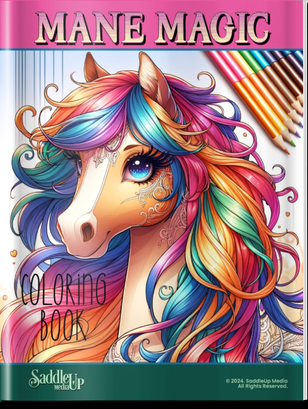 Coloring Sheets 'mane Magic' Horses for Young Kids and Teens. English ...